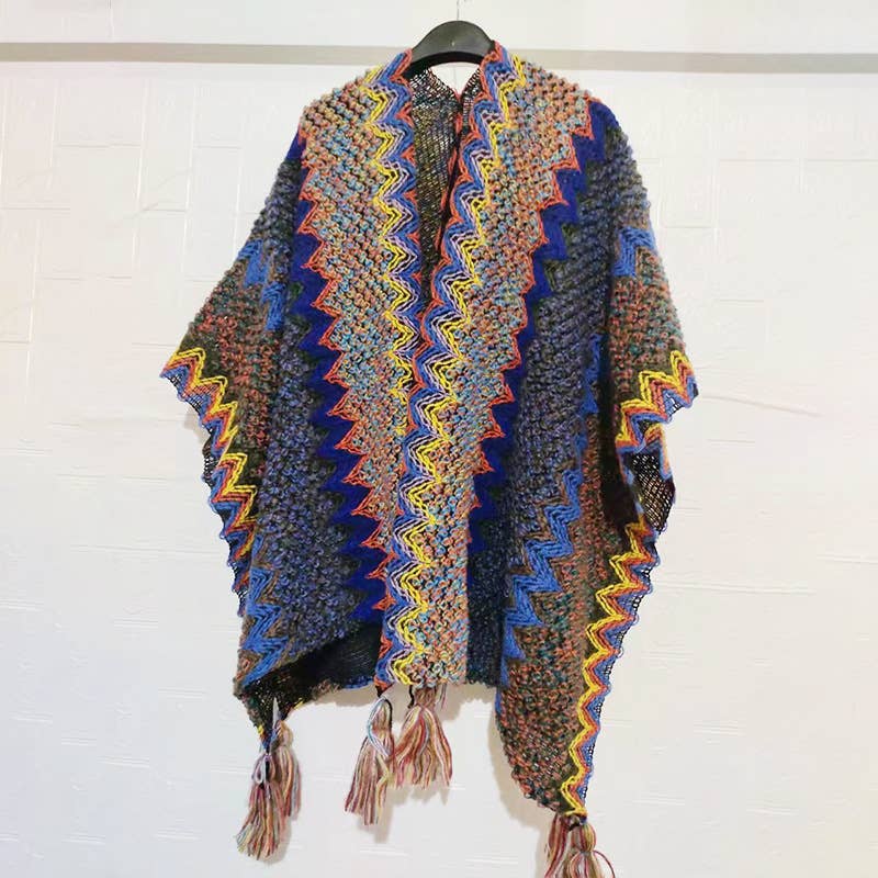 Western Colorful Pop stripe Crochet Cardigan kimono shawl