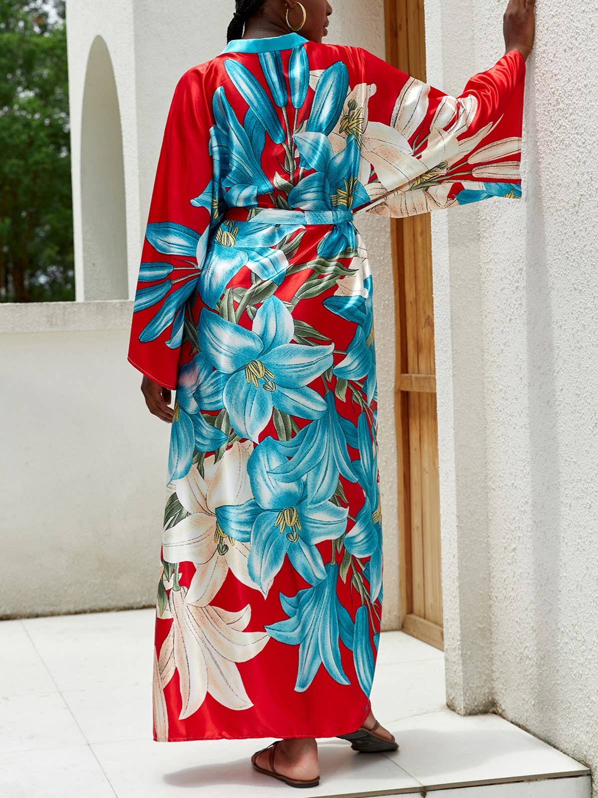 Satin Ethnic Multi Floral Printed Kimono 10 Colors
