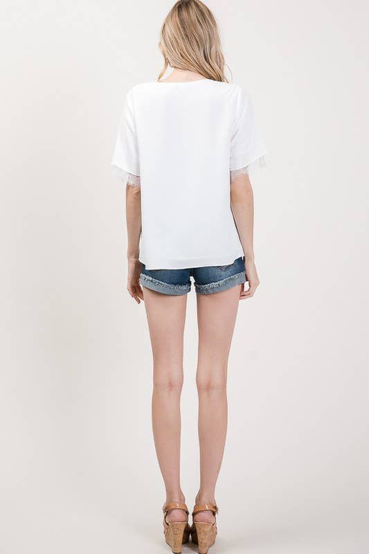 Chic Short Sleeve Lace Blouse 5016IMT