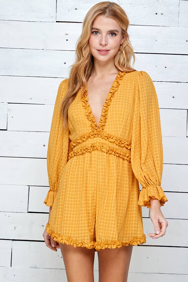 Ruffle Detail Open Back Women's Romper 5117IMR