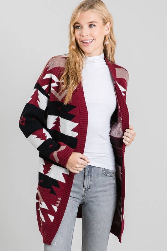 Aztec Tribal Print Cardigan - 5091ICD