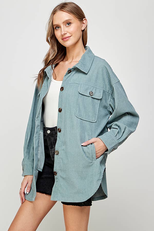 Corduroy Shacket with Pockets 5195XJK