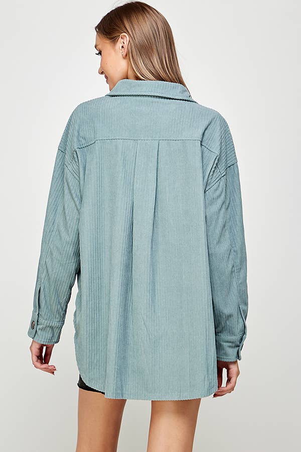 Corduroy Shacket with Pockets 5195XJK
