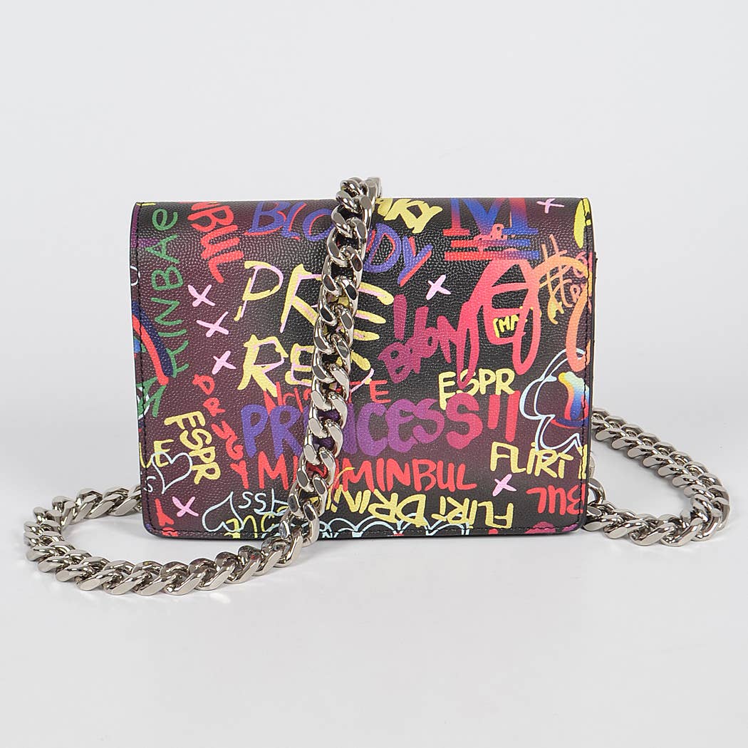 Oversized Chain Graffiti Cross Body Bag
