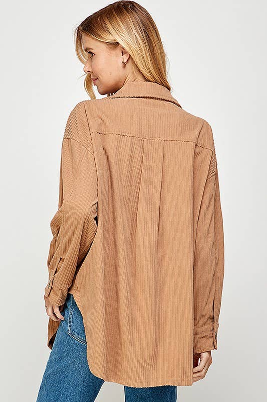 Corduroy Oversized Jacket with Pockets