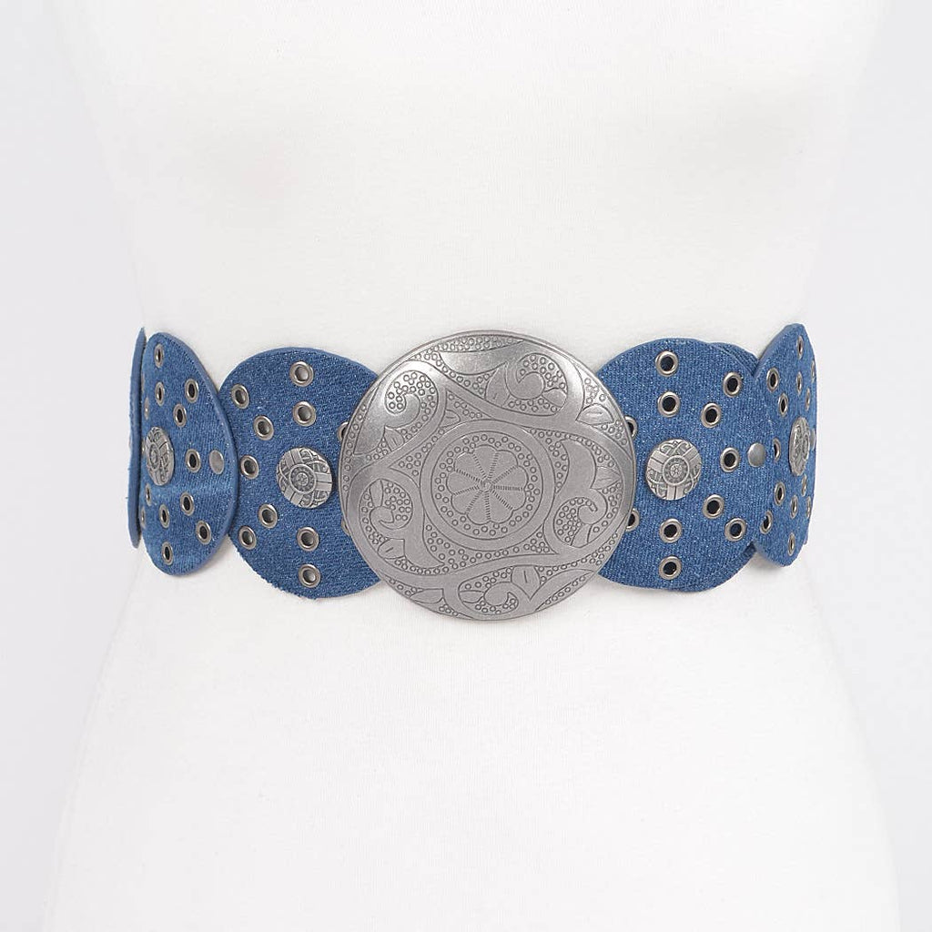 Denim Multi Eyelet Rounds Western Belt No