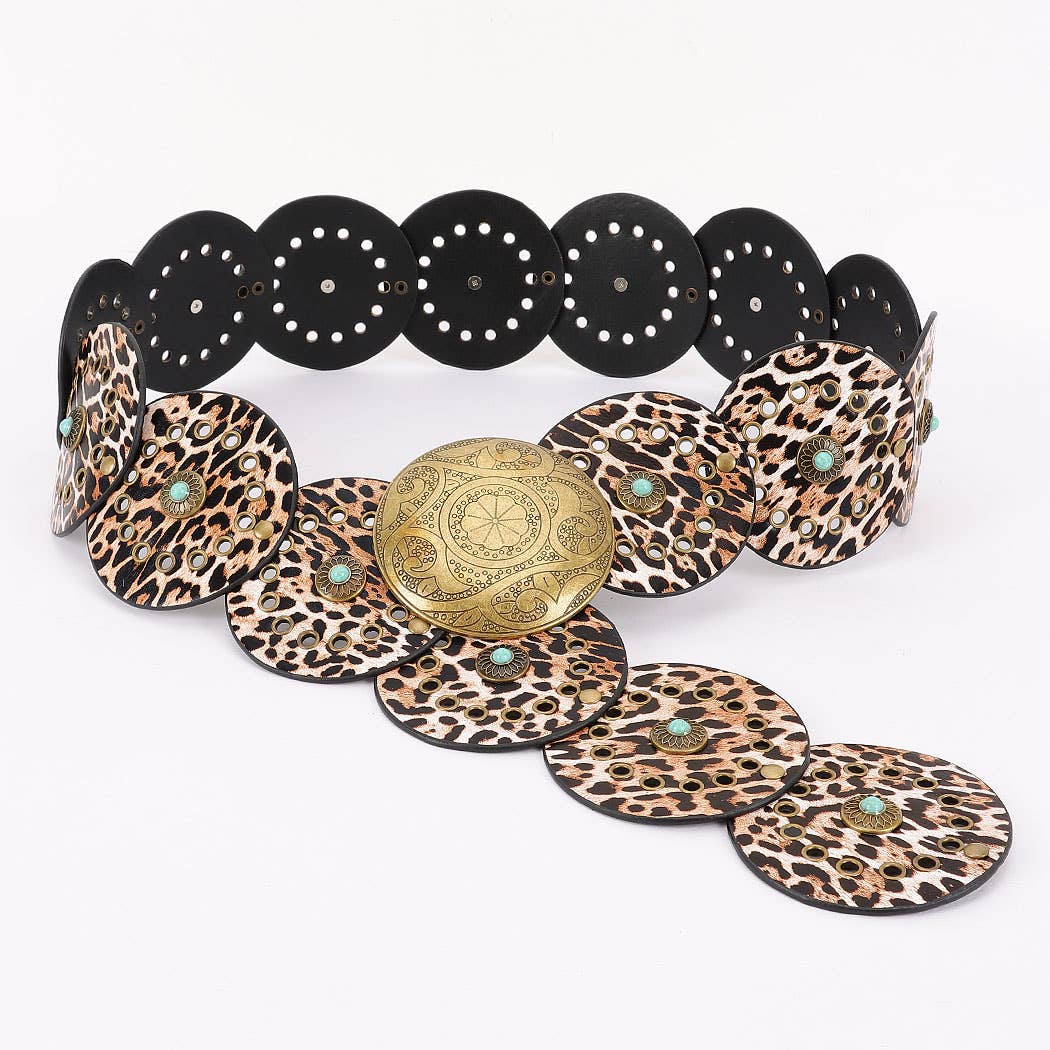 Faux Leather Disc Belt