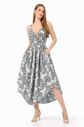 Women's Tropical Leaf Print Jumper – Asymmetrical Harem Jumpsuit Boho Style