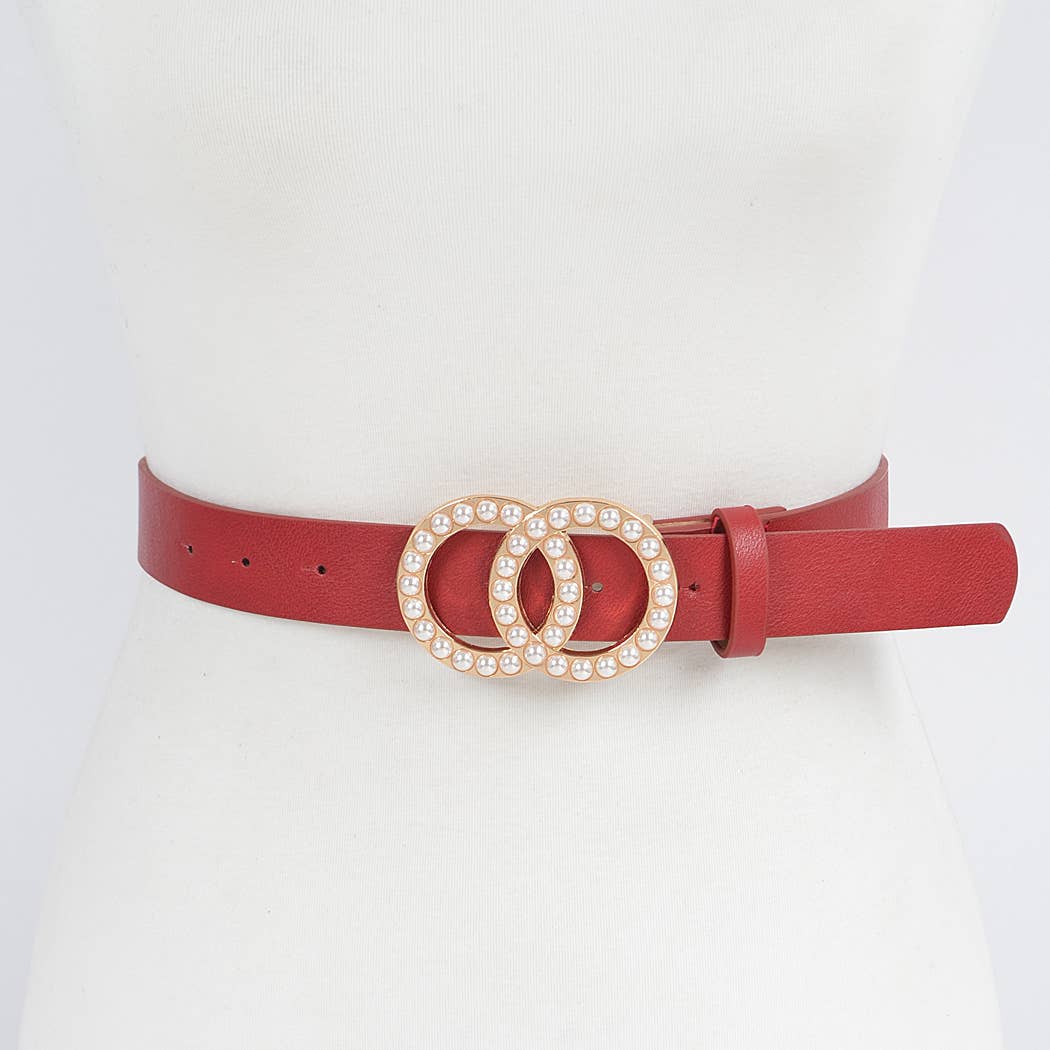 Double Loop Pearl Buckle Belt
