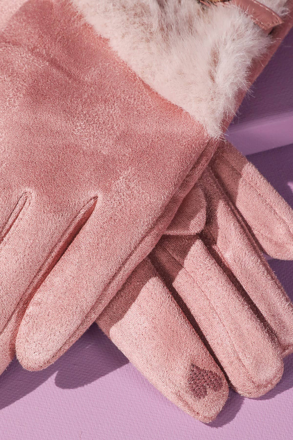 Faux Fur Smart Touch Gloves with Strap Cuff