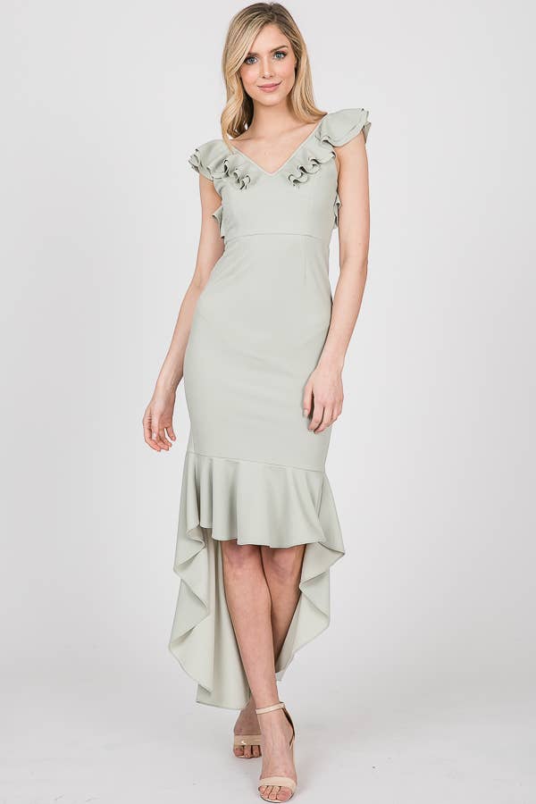 Casual Hi-Low Fishtail Midi Dress for Women 5004IMD