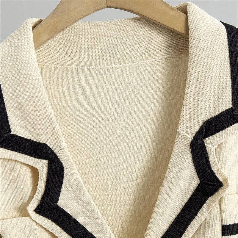 Knitted Wide Leg Pants And Cardigan Sweater Set