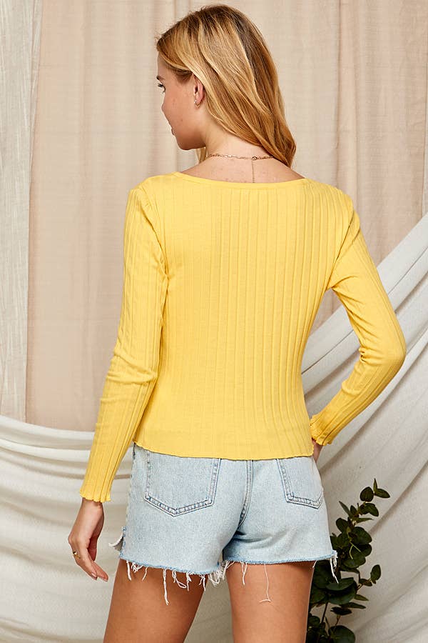 Ribbed Orange Vneck Button Up Sweater 5164IMT