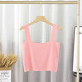 Solid Square Neck Sleeveless Knit Crop Top