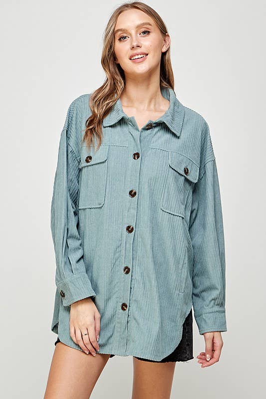 Corduroy Oversized Jacket with Pockets