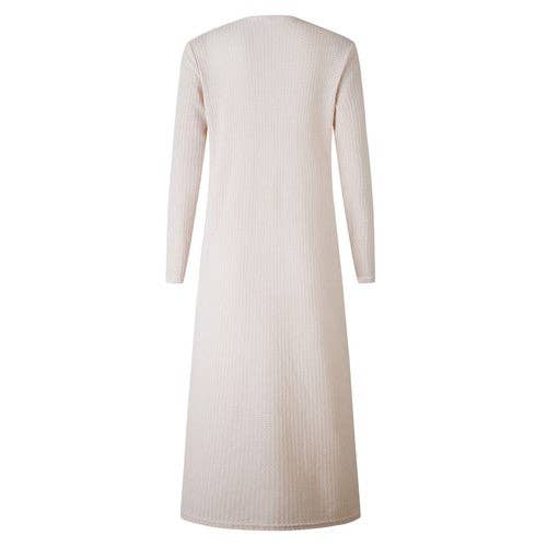 Solid Button Down Front Pocket Knitted Long Cardigan