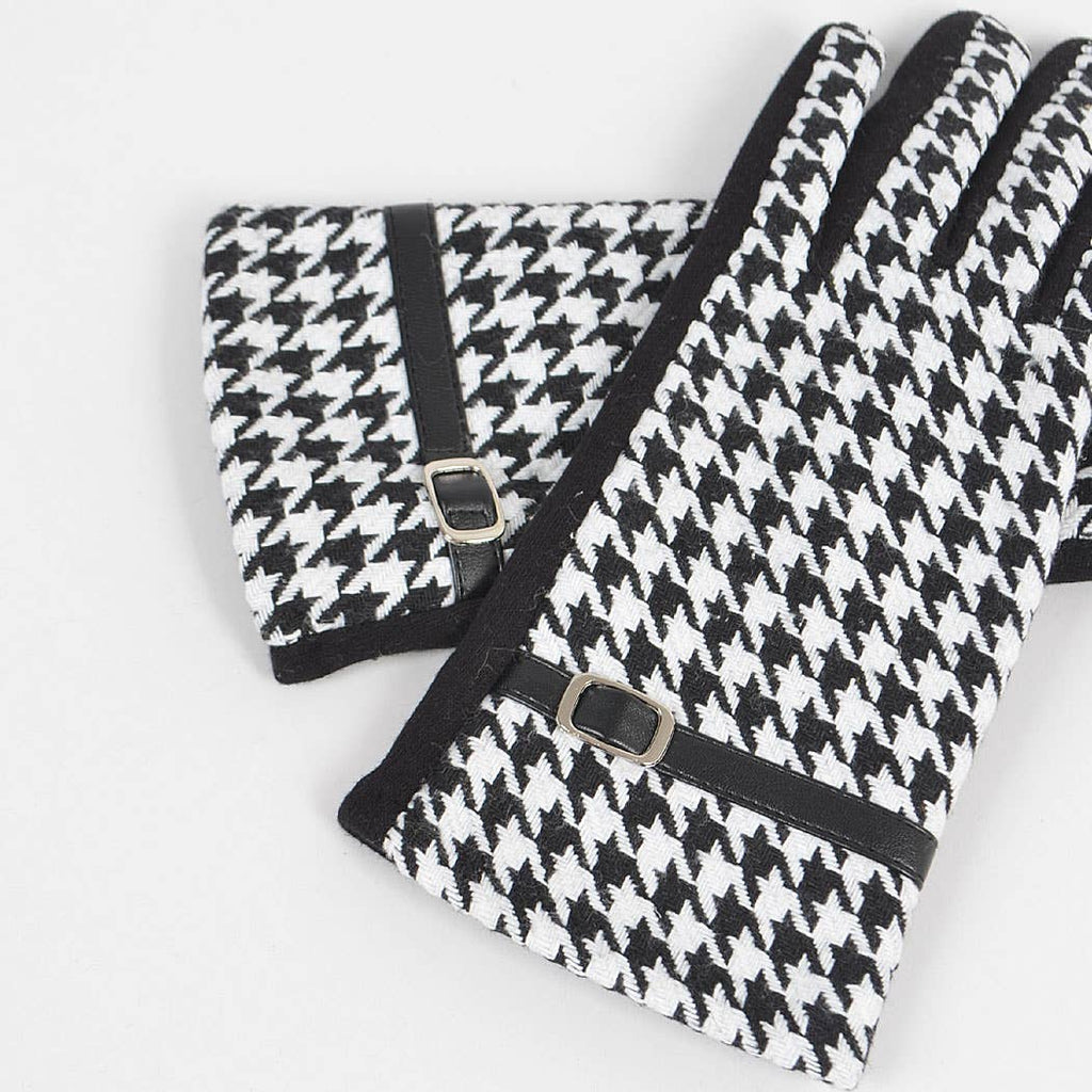 * Houndstooth Print Gloves