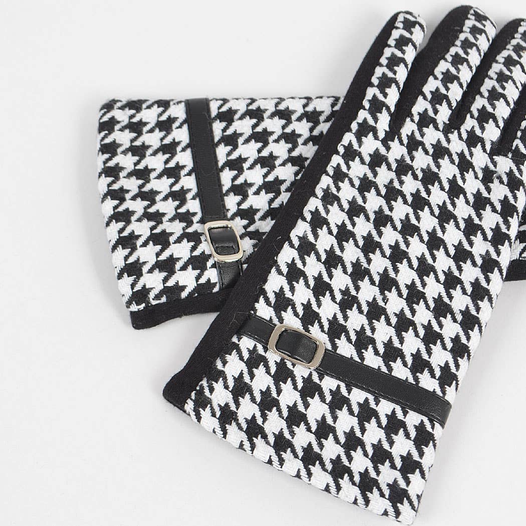 * Houndstooth Print Gloves
