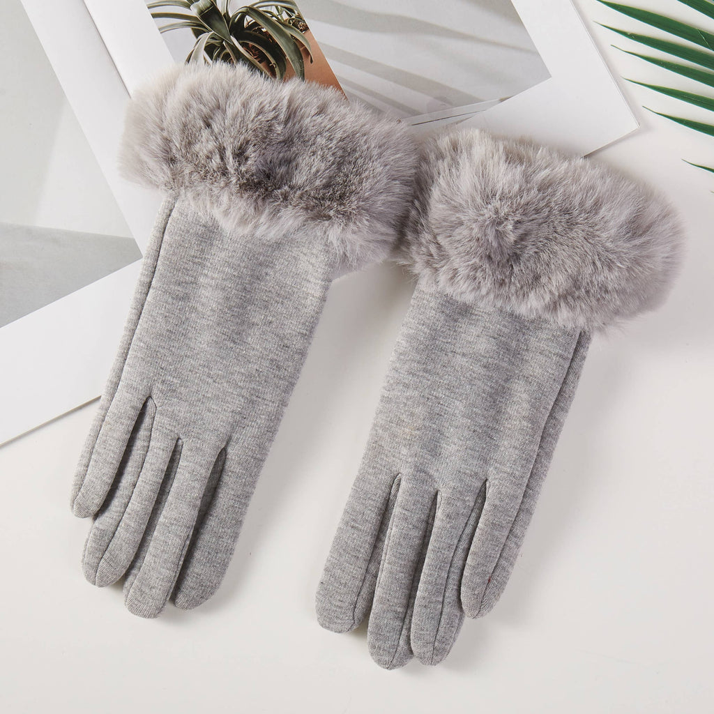 Faux Fur Trim Wrist Cozy Winter Gloves