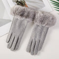 Faux Fur Trim Wrist Cozy Winter Gloves
