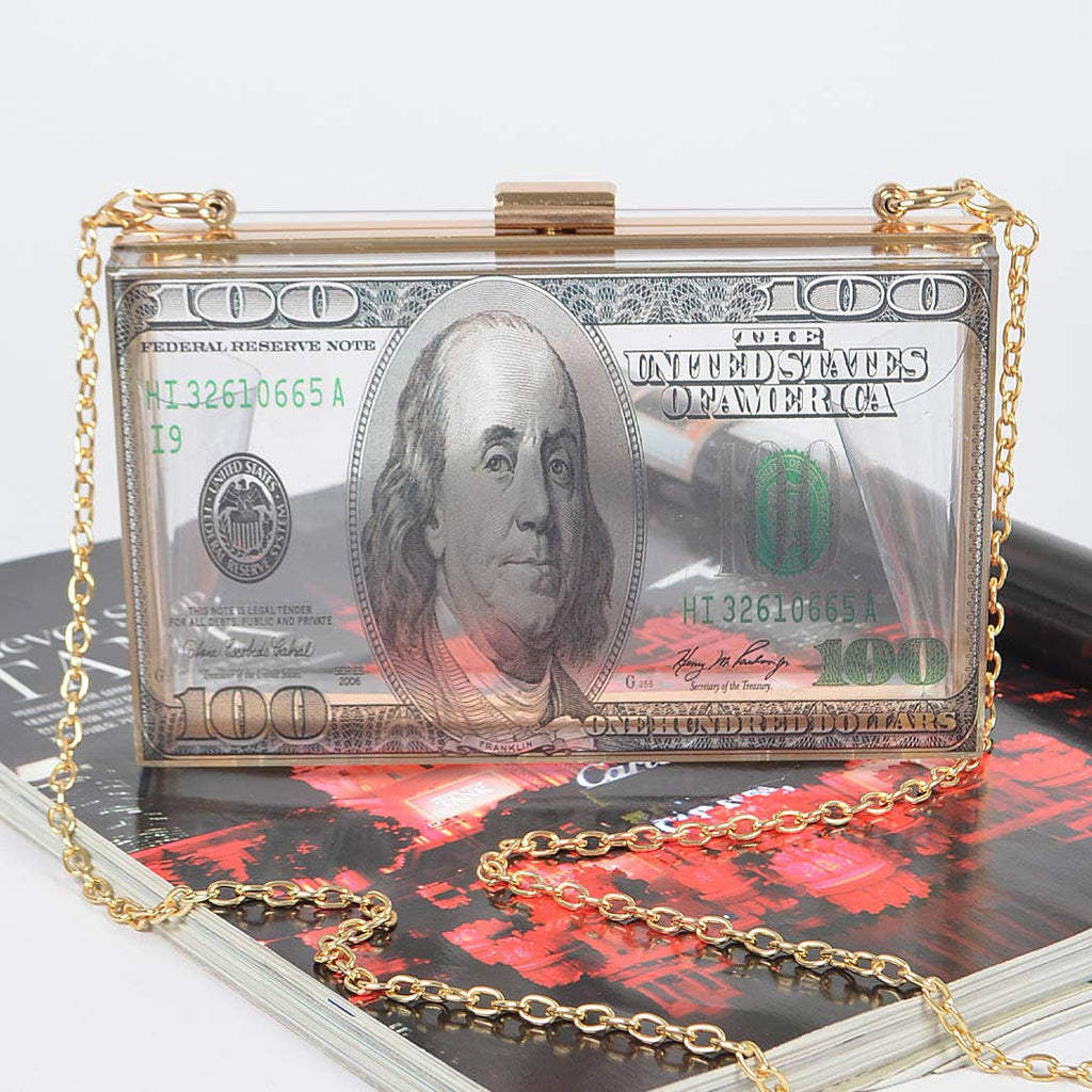 Money Printed Transparent Hard Case Bag