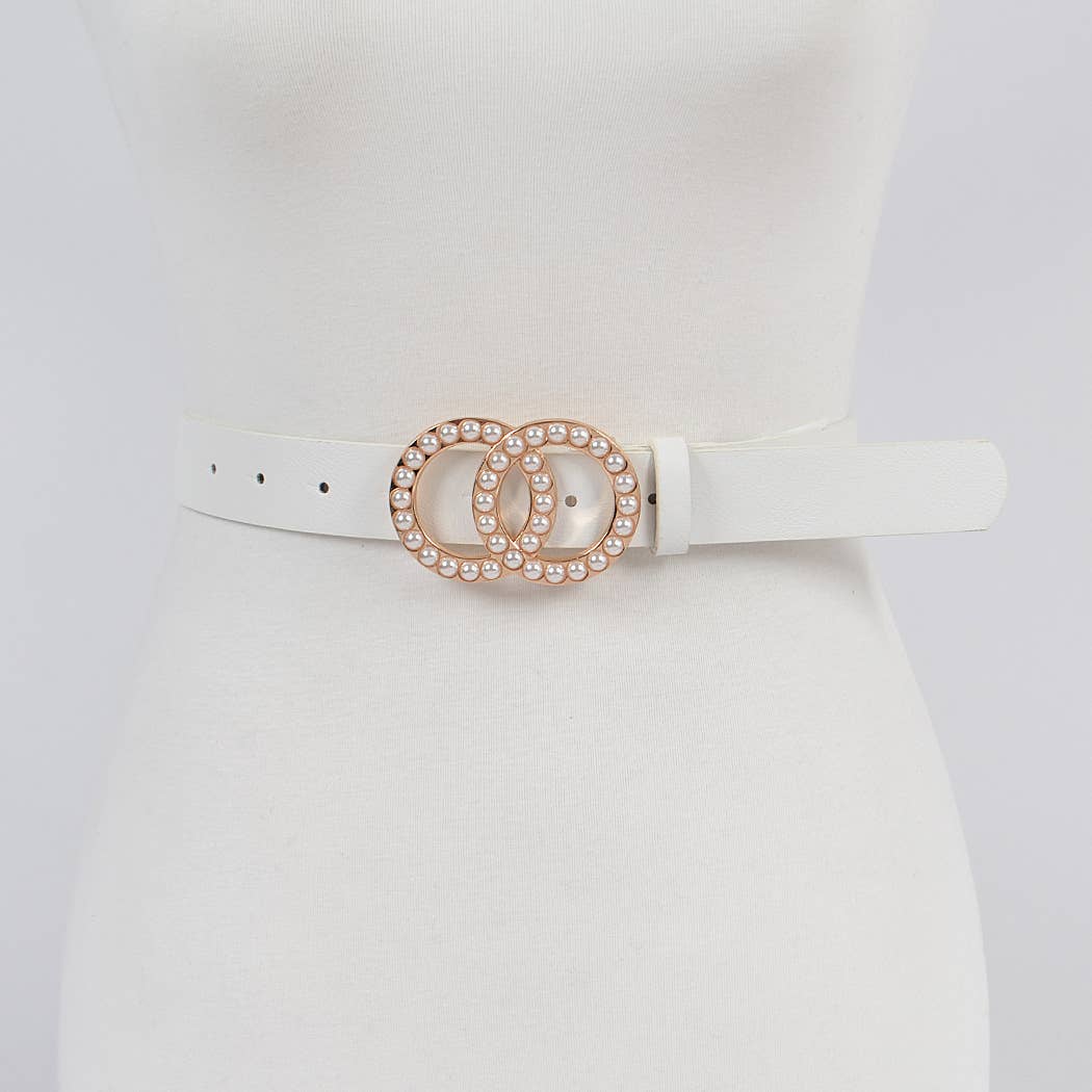 Double Loop Pearl Buckle Belt