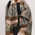 Aztec Leopard Pattern Fringe Ruana