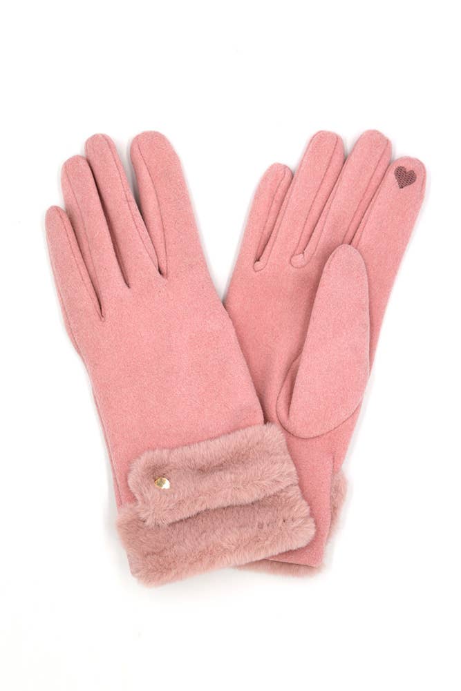 Double Faux Fur Cuff Smart Touch Winter Gloves