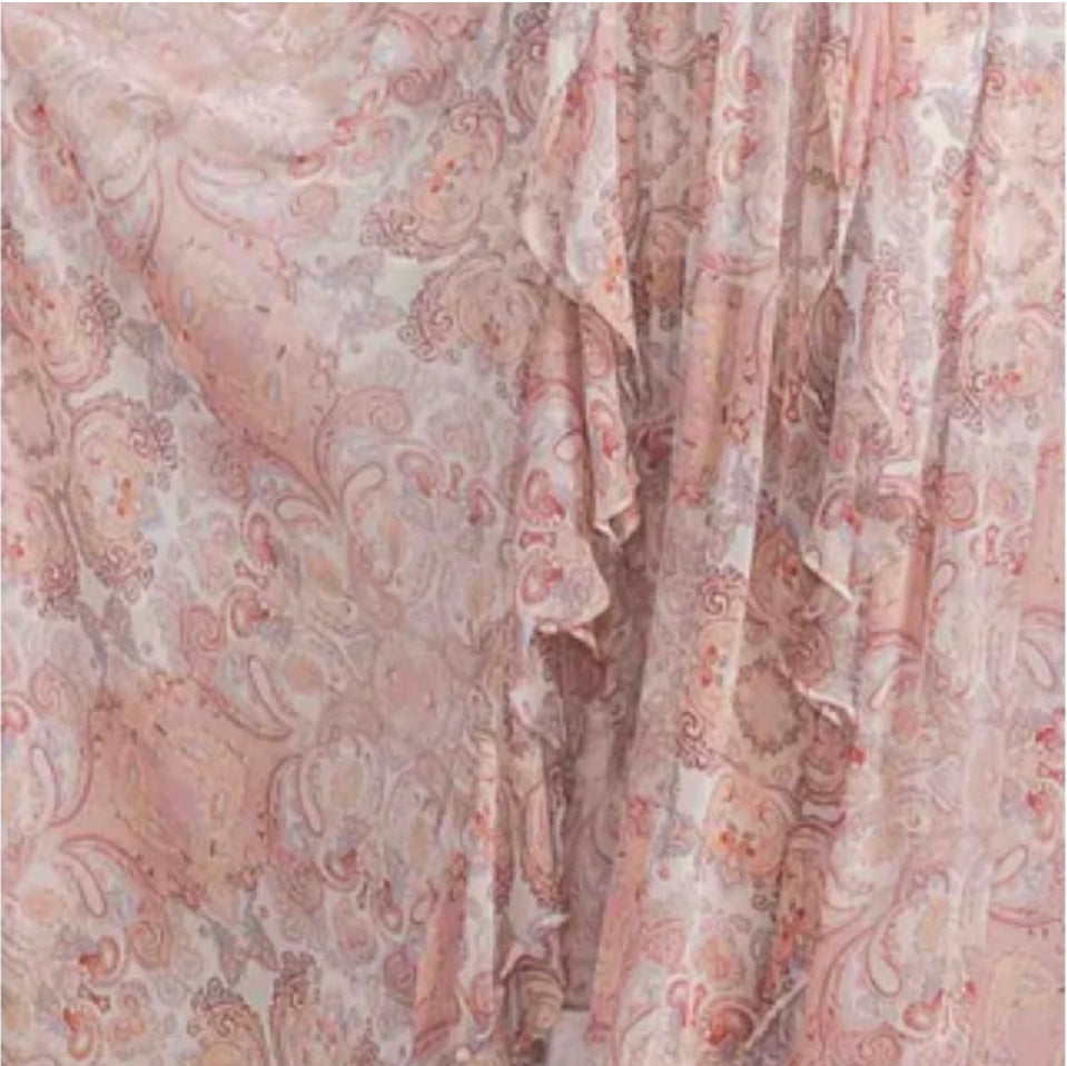 LONG SLEEVE V-NECK OPEN BACK MULTI PRINT MAXI DRESS