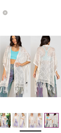 POL Crochet Knit Open Kimono