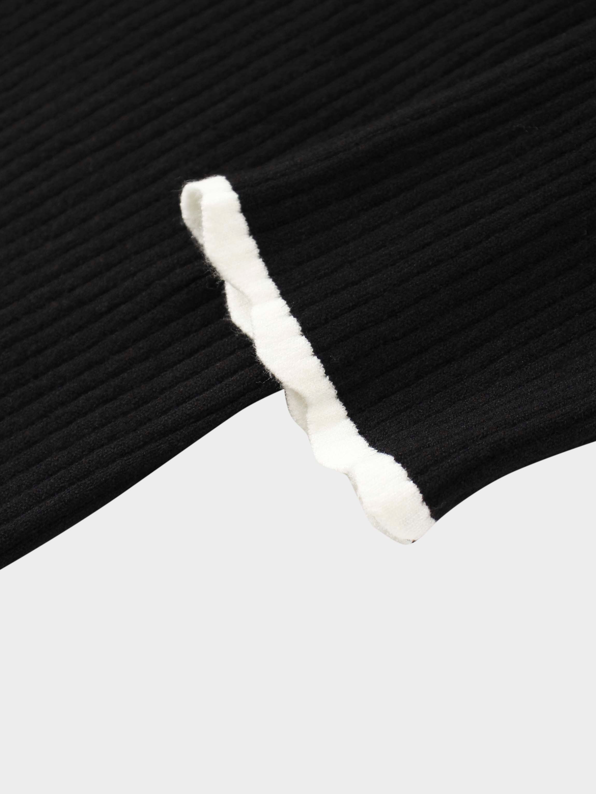 Knit Crop Sweater Dress Set-Black/Cream