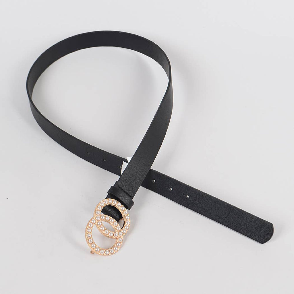 Double Loop Pearl Buckle Belt