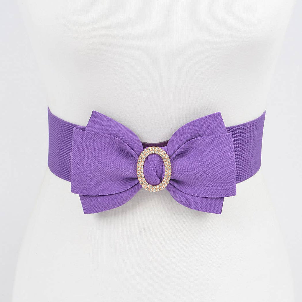 Rhinestone Bow Buckle Stretch Belt