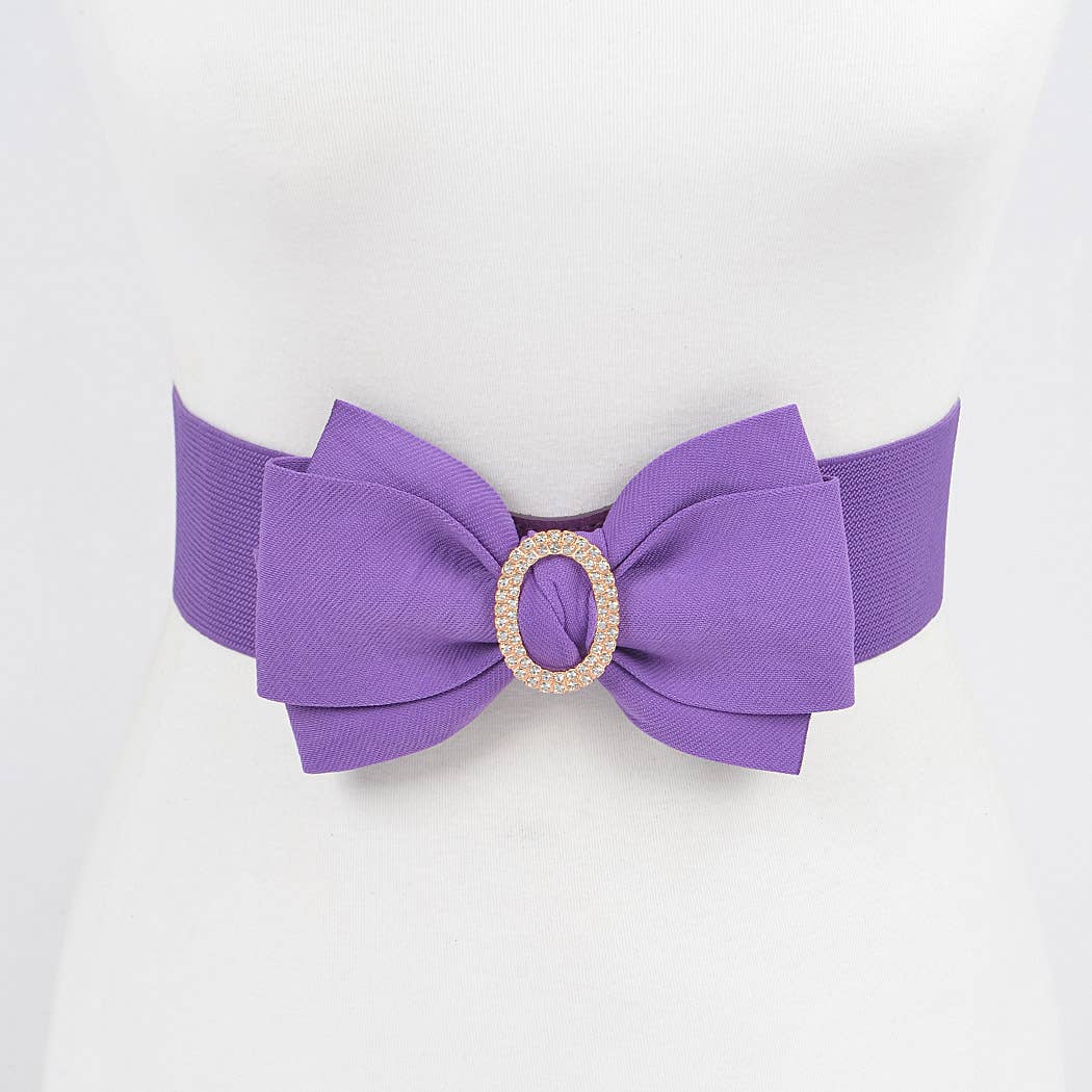 Rhinestone Bow Buckle Stretch Belt