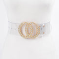 Wide Transparent Plus Size Belt W/Rhinestone Buckle No