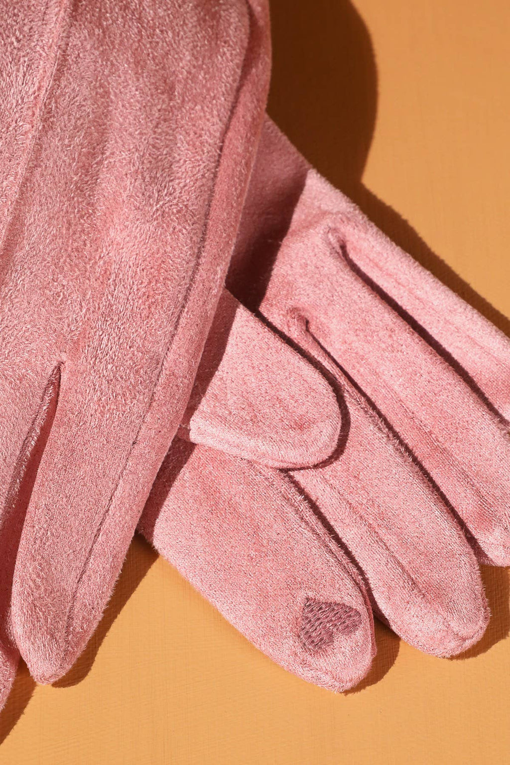 Faux Suede Band Smart Touch Gloves