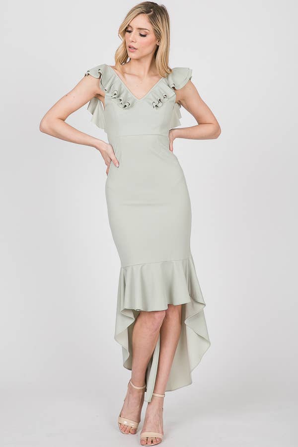 Casual Hi-Low Fishtail Midi Dress for Women 5004IMD