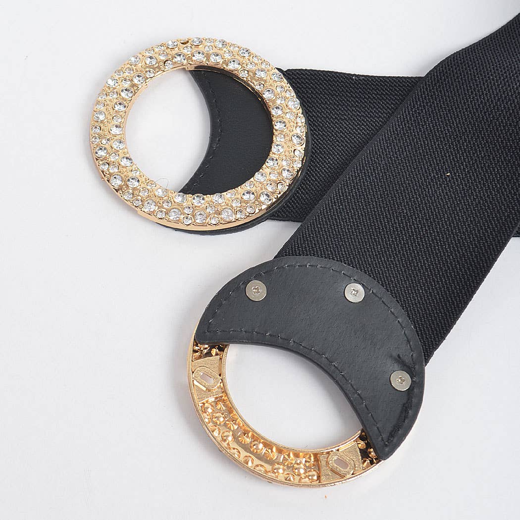 Rhinestone Buckle Plus Size Elastic Belt
