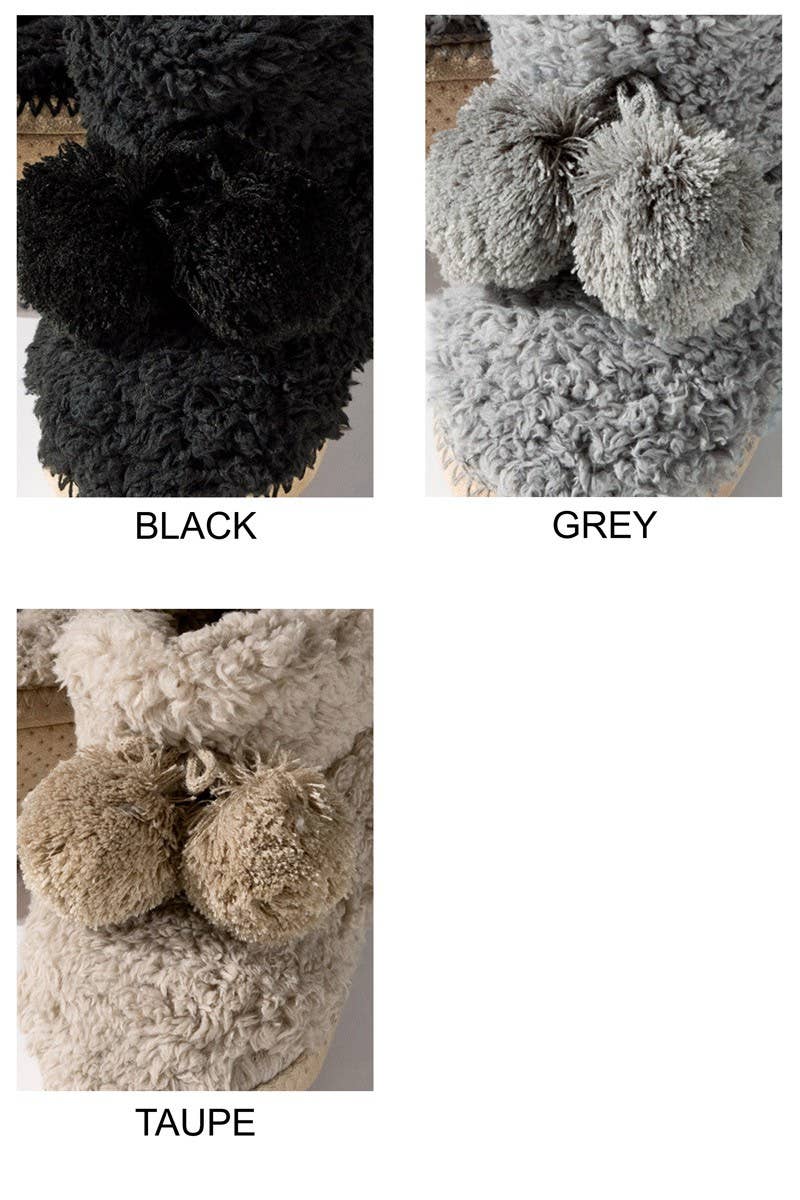 Cozy Booties Slipper with Ball Accent