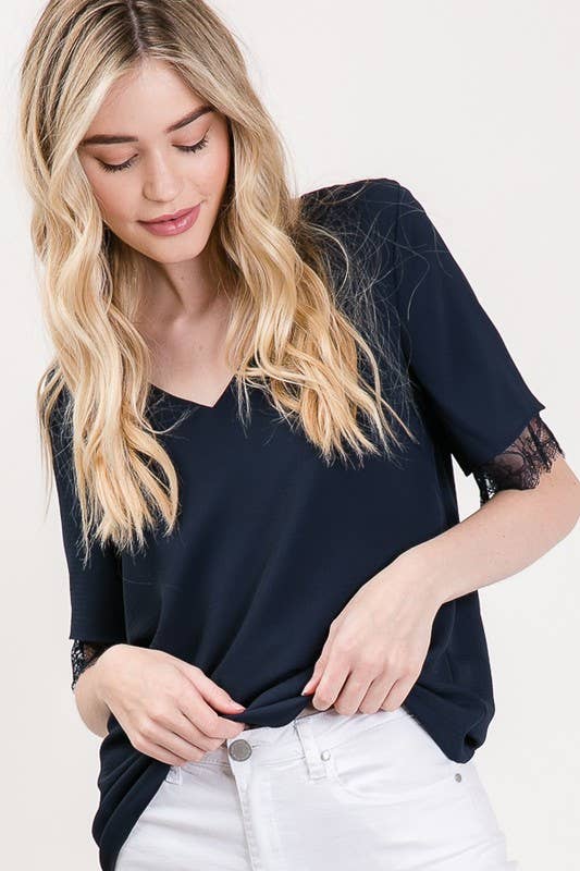 Chic Short Sleeve Lace Blouse 5016IMT