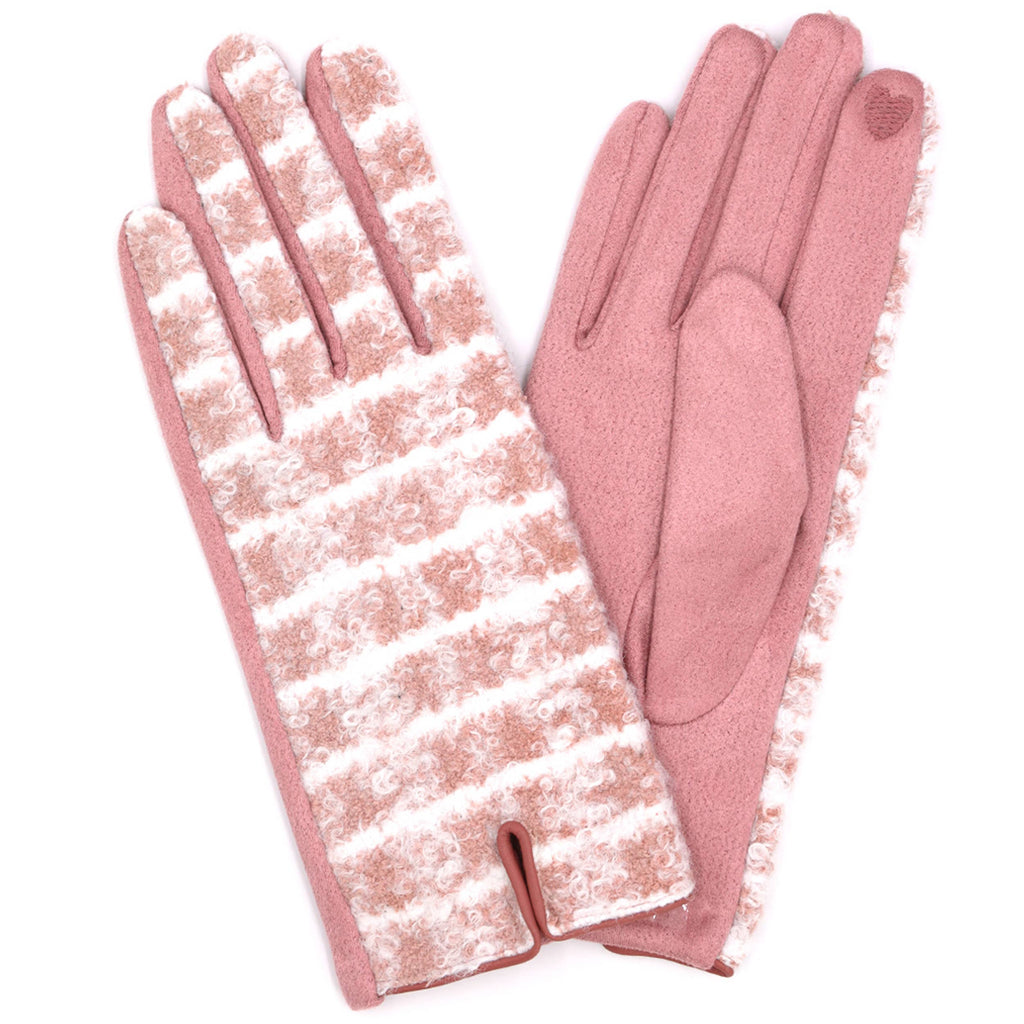 Fuzzy Check Plaid Pattern Smart Touch Gloves