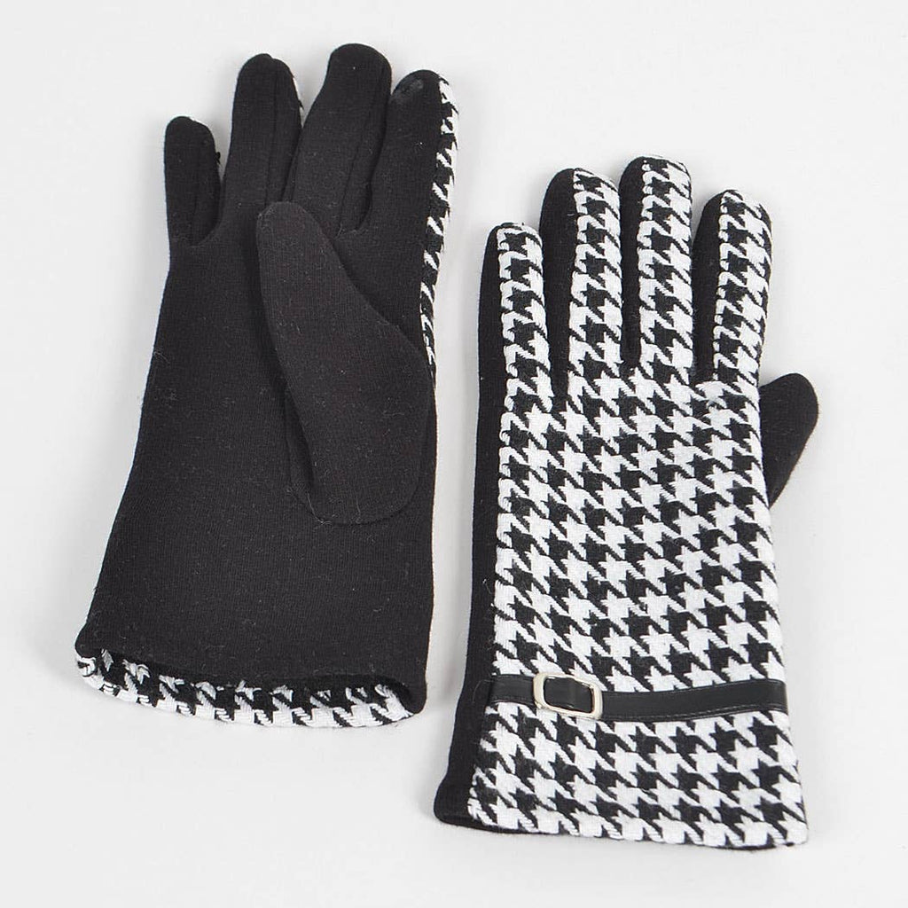 * Houndstooth Print Gloves