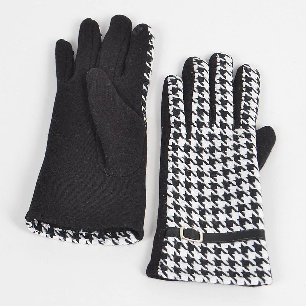 * Houndstooth Print Gloves