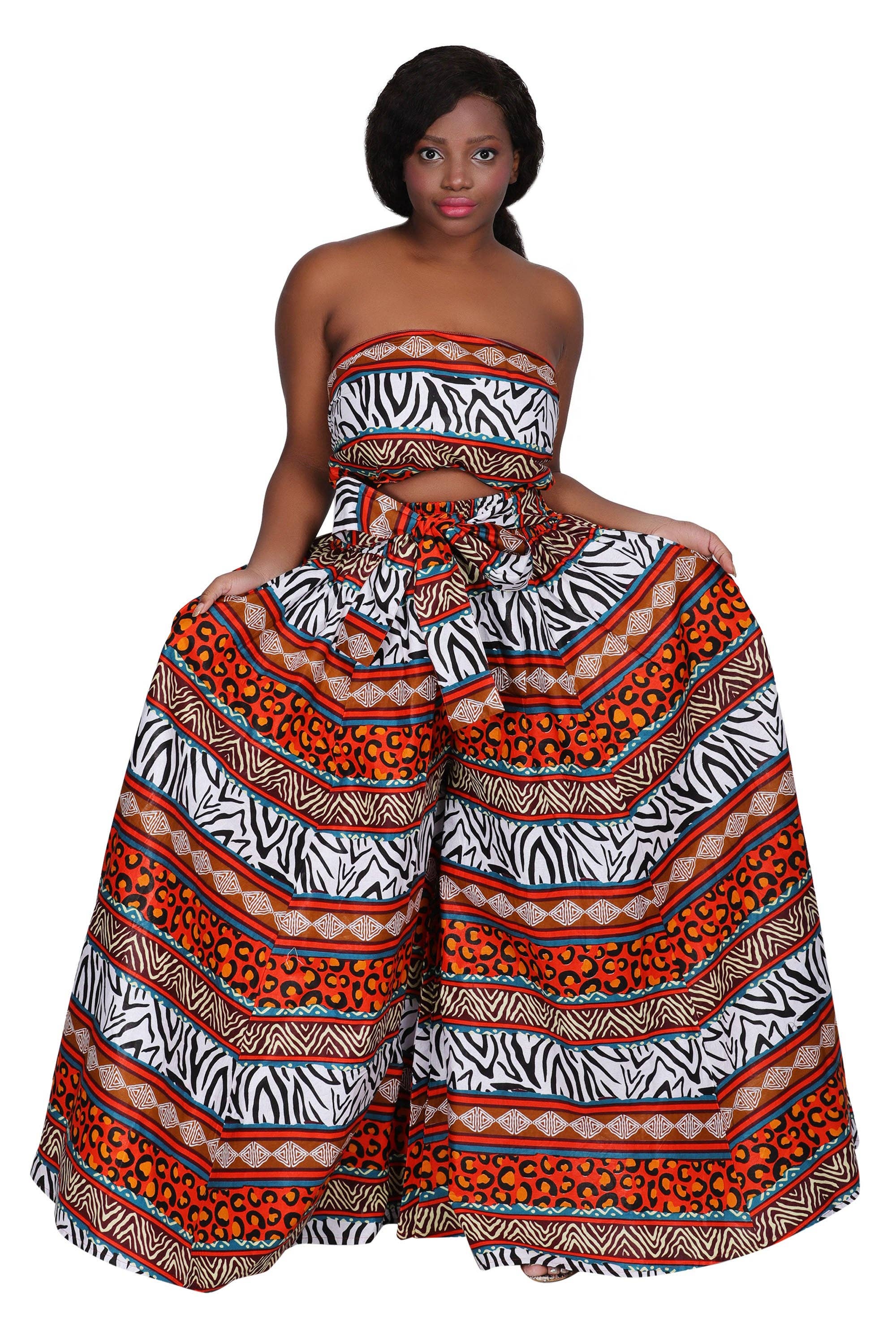 African Multi Animal Print Palazzo/Wide Leg Infinity Pants
