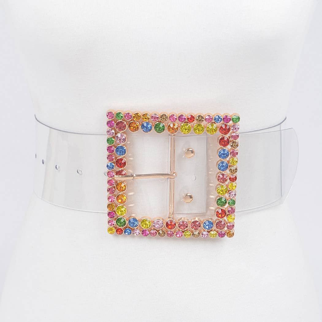 Multi Rhinestone Buckle Clear Plus Size Belt