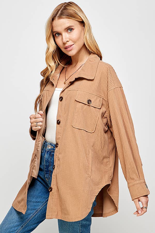 Corduroy Shacket with Pockets 5195XJK