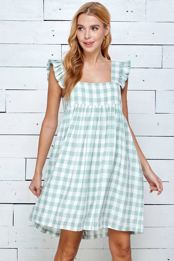 Sleeveless Dress Plaid Print LF-5111IMD