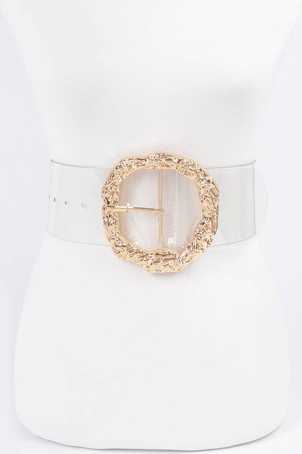 Big Vintage Round Metal Buckle Clear Plus Size Belt