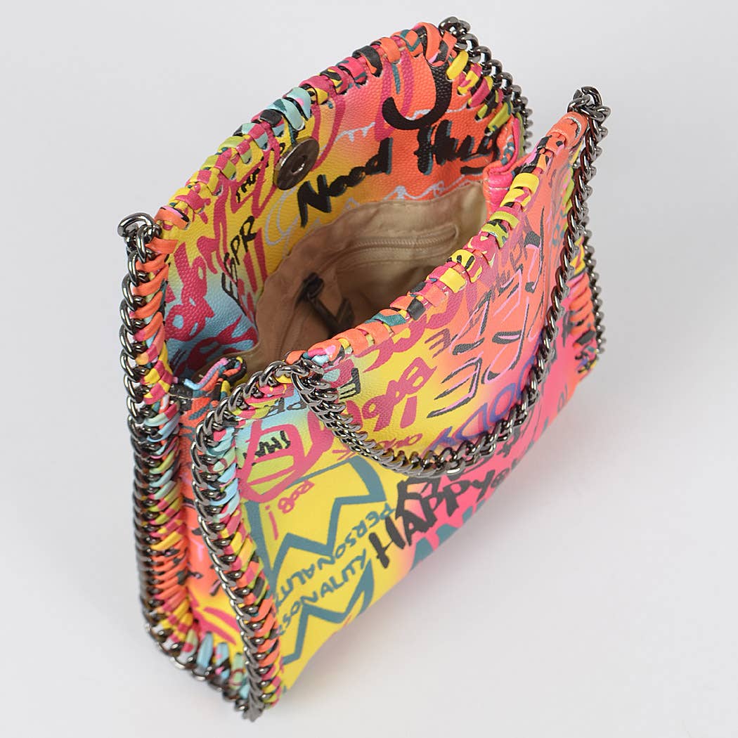 Graffiti Metal Chain Clutch