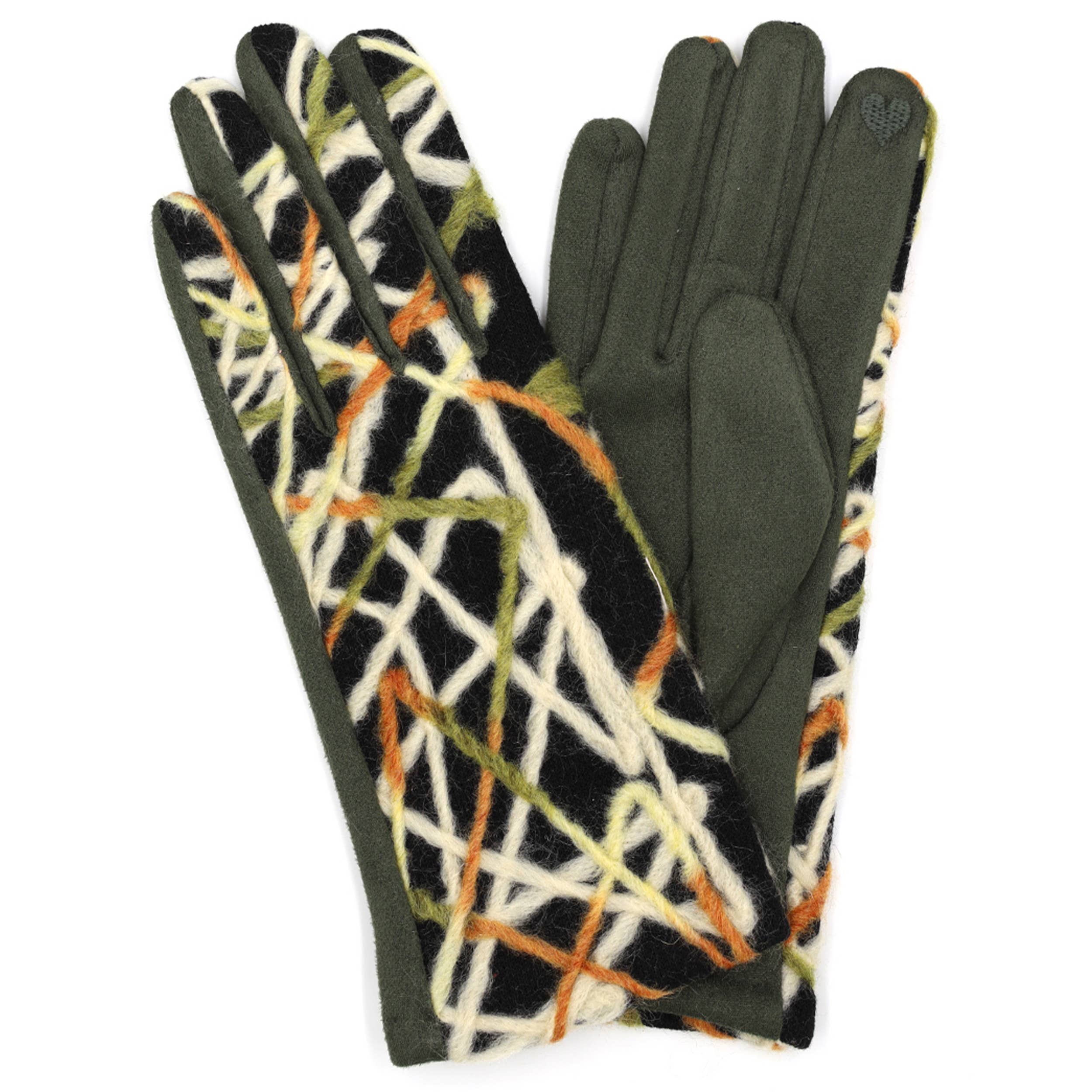 Abstract Multi Color Embroidered Smart Gloves